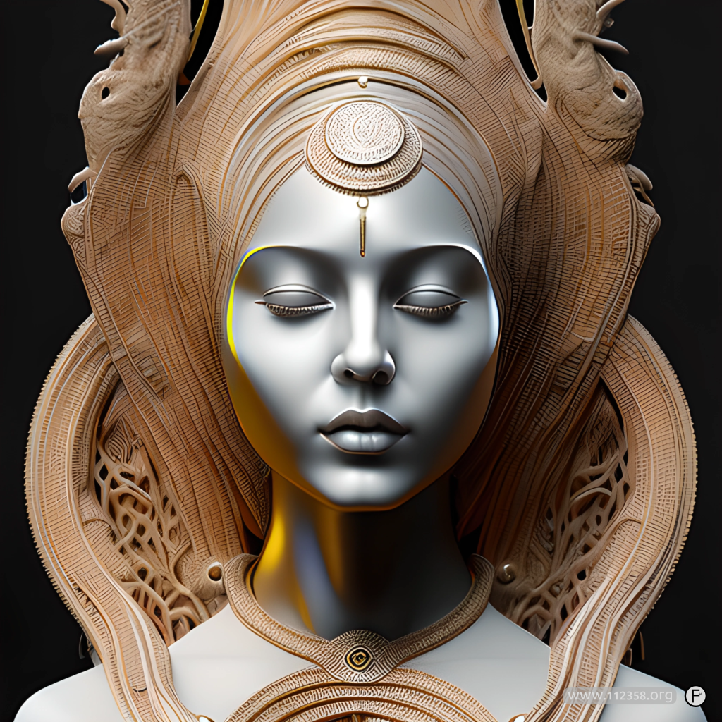Fantastyczny, surrealistyczny portret wygenerowany podczas pierwszych eksperymentów z AI, wariant 3